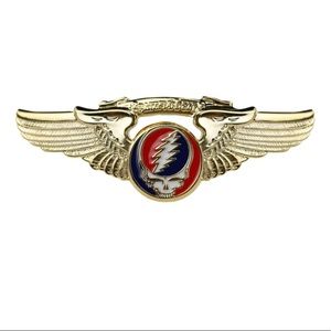 Grateful Dead Steal Your Face Wing Pin Gold Plated